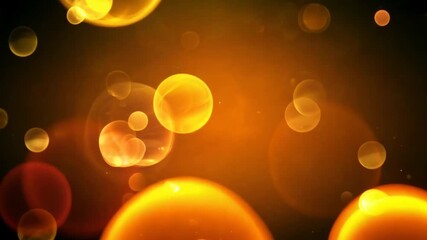 Poster - Soft Circle Bokeh With Red and Yellow Bubbles on Black Background in Animated Form Generative AI