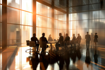 Wall Mural - Business team meeting in conference hall office with open space