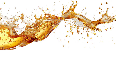 Oil or beer splash isolated on white background