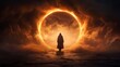 © Atchariya63 - A time traveler stepping out of a glowing portal into a medieval kingdom