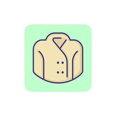 Poster - Chef uniform line icon. Trench coat, overcoat, workwear. Restaurant concept. Vector illustration can be used for topics like food, occupation, fashion