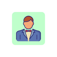 Poster - Entertainer line icon. Showman, host, actor, avatar. Occupation concept. Can be used for topics like show business, event company, comic show