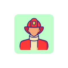 Poster - Fireman line icon. Firefighter, brigade, protective suit, helmet. Occupation concept. Can be used for topics like fire hazard, emergency, alert