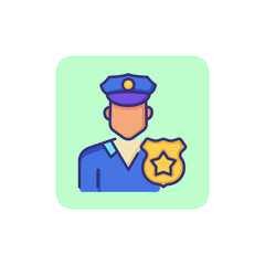 Poster - Police officer line icon. Policeman, cop, badge. Occupation concept. Can be used for topics like law enforcement, police staff, uniform, occupation