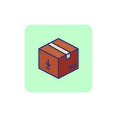 Poster - Parcel line icon. Box with bar code and arrow down. Logistics concept. Can be used for topics like order delivery, courier, postal service