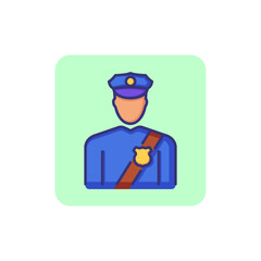 Poster - Policeman line icon. Police officer, cop, avatar. Justice concept. Can be used for topics like law enforcement, police staff, uniform, occupation