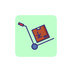 Poster - Pushcart line icon. Box, package, parcel on trolley. Logistics concept. Can be used for topics like delivery, shipment, loading, warehouse
