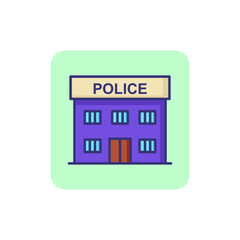 Wall Mural - Police station line icon. Department, office, building. Justice concept. Can be used for topics like accident, crime, arrest, station house, safety