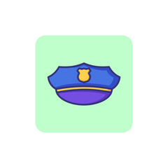 Poster - Policeman hat line icon. Cap, head cover, badge. Justice concept. Can be used for topics like law enforcement, police staff, uniform