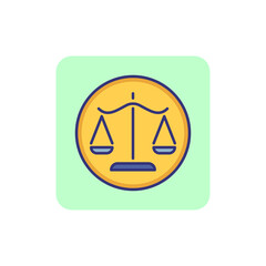 Poster - Scale of justice line icon. Balance, equal, courtroom, trial, circle, emblem. Justice concept. Can be used for topics like law enforcement, legislation, judgment