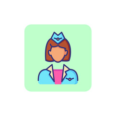 Poster - Stewardess line icon. Flight attendant, hostess, crew. Occupation concept. Can be used for topics like aviation, transportation, service