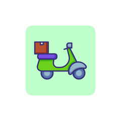 Poster - Scooter with parcel line icon. Courier, vehicle, transport. Logistics concept. Can be used for topics like customer service, shipment, express delivery.