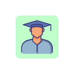 Poster - Student line icon. Graduate in graduation hat. Education concept. Can be used for topics like school, college, university