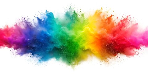 Wall Mural - Multicolor rainbow powder paint explosion on white isolated background Paint Holi holi paint color powder explosion Generative B