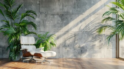 Wall Mural - Modern Interior Design with Palm Trees