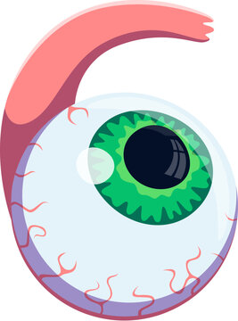 Halloween font, number 6 six as eye of scary zombie for horror alphabet, vector cartoon type. Halloween font or spooky ABC number Six in shape of undead monster eye for trick or treat type or typeface