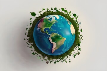 Wall Mural - Earth day concept on white background, World environment day. Generative AI