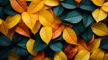 Sticker - Colorful leaves with wallpaper background. beautiful colorful leaves