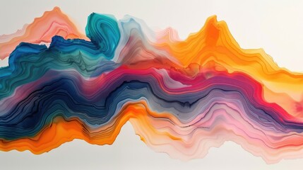 Wall Mural - Layers of bright colors forming fluid, wavy shapes