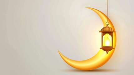 Sticker - Celebrate the spirit of Ramadan with our elegant Eid Mubarak banner featuring a crescent moon on a crisp, isolated background.