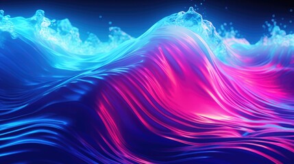 Poster - Neon vibrant waves with a futuristic touch