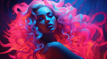 Poster - Neon vibrant waves with a futuristic touch