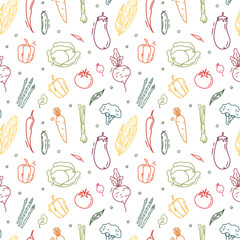 Wall Mural - cute vector set of colorful vegetable