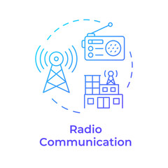 Wall Mural - Radio communication blue gradient concept icon. Transmitter and receiver. Broadcast station. Form of telecom. Round shape line illustration. Abstract idea. Graphic design. Easy to use in presentation