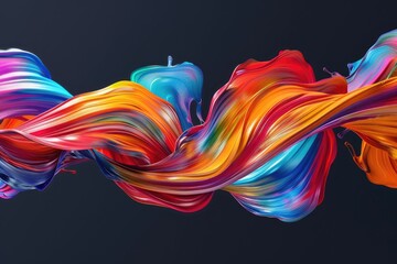 Abstract Swirling Multicolored Liquid Against a Dark Background