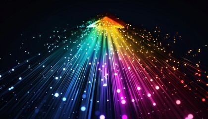 Poster - Colorful Light Rays Emanate From Center Towards Darkness in Vibrant Display