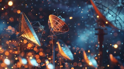 Wall Mural - Cluster of satellite dishes, innovative global broadcasting technology, global connectivity