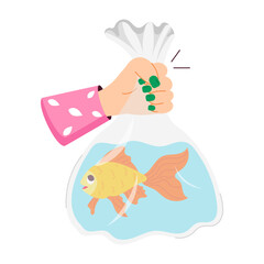 Canvas Print - A fish bag sticker in comic style 

