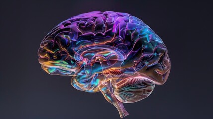 Aufkleber - A high-resolution image of the human brain with highlighted regions, illustrating different functions and areas.