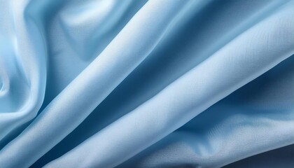 Poster - A flat texture of light blue linen fabric with subtle creases and folds