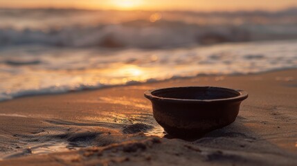 Canvas Print - Sunset over a tranquil beach