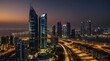 © Mussarat - Buildings on Al Reem island in Abu Dhabi day to night time-lapse from above. generative.ai