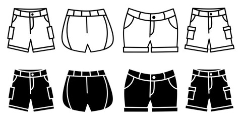 Wall Mural - Shorts. Vector collection of shorts icon illustrations. Black icon design.