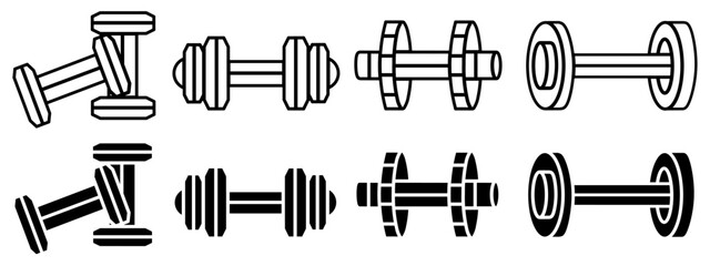 Canvas Print - Dumbbell. Vector collection of dumbbell icon illustrations. Black icon design.