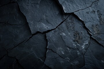 Canvas Print - Cracked dark slate rock surface texture background