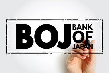 Poster - BOJ - Bank Of Japan acronym text stamp, business concept background