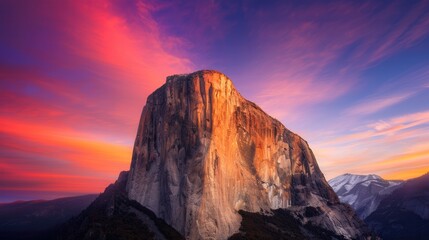 Poster - Majestic Mountain Peak at Sunset.