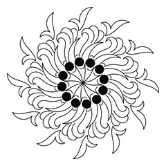 Sticker - Circular pattern black and white floral ornamental mandala outline for coloring book pages