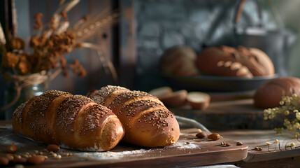 delicious looking freshly baked bread, food photography