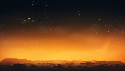 Wall Mural - A beautiful orange sky with clouds and stars