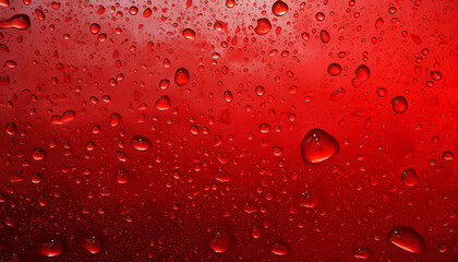 Wall Mural - A red background with many drops of water