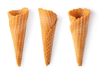 Sticker - wafer cones on white background