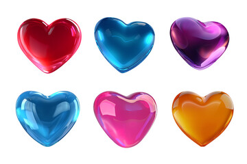 Poster - Different colored jelly hearts isolated. Colorful hearts set png. Ai generated