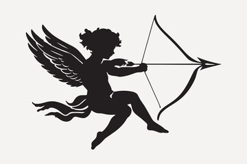 Silhouette cherub with bow