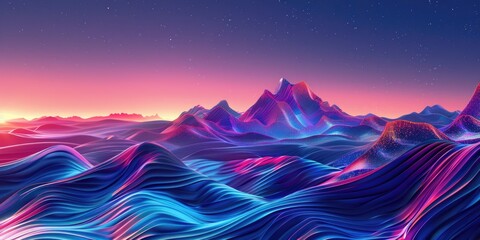 Poster - Mountain Range Sunset Background