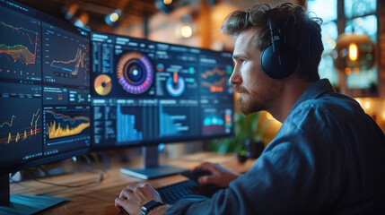 Young male software developer working at office